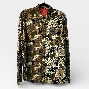 Rare Born Fly Fly Expeditions Men's Camouflage Button Down Shirt Men’s Large